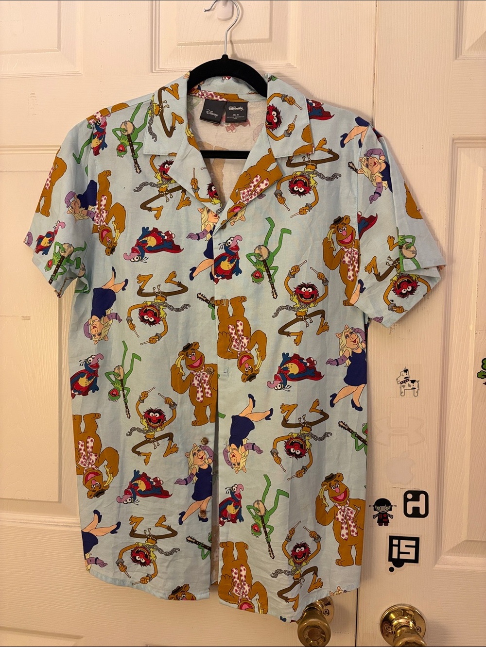 Disney Light Blue Short-Sleeve Muppets Print Button-Up Shirt